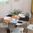 thumbnail image 5 of Orange Grey Black Geometric Round Tablecloth for 36-44 Inch Tables, Fitted Table Cover with Elastic Edge, Modern Abstract Art Waterproof Outdoor Table Cloth Protector for Patio Garden Dinner Picnic, 5 of 9