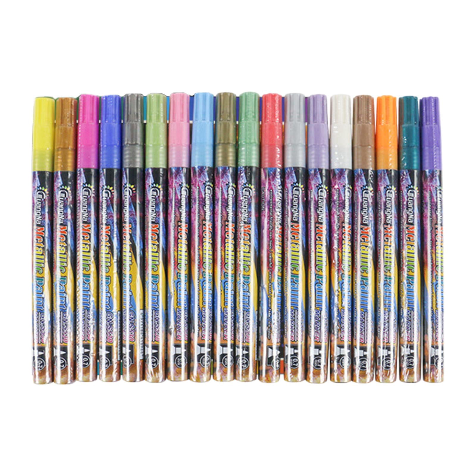 FVDPWYE 18 Pcs 0.7 mm Metallic Plastic Colorful Art Crafts Painting Drawing Coloring DIY