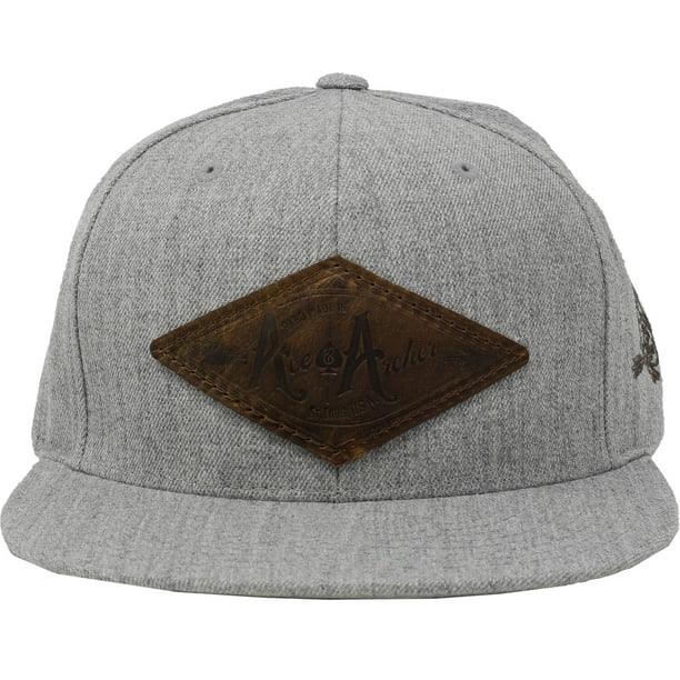 Baseball Cap--Flat Brim Hat, Grey Twill Diamond Patch - One Size - Heather  Grey 