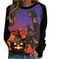 thumbnail image 1 of Chandail d'Halloween pour Femmes Manches Longues Décontracté Imprimé Citrouille Chandail en Molleton, 1 of 5