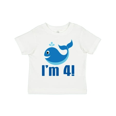 

Inktastic 4th Birthday 4 Year Old Whale Gift Toddler Boy or Toddler Girl T-Shirt