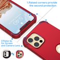 thumbnail image 3 of ORETech Étui Antichoc Compatible pour iPhone 12 Pro Max avec [2 x Protecteur d'Écran en Verre Trempé] Étui Rigide PC Souple en Silicone pour iPhone 12 Pro Max 6.7 Pouces Rouge, 3 of 7