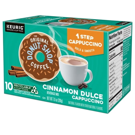 THE ORIGINAL DONUT SHOP, ONE STEP CINNAMON DULCE CAPPUCCINO FLAVORED K-CUP COFFEE PODS, 10 COUNT