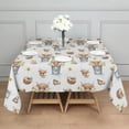 thumbnail image 3 of White Highland Cow Bucket Flower Pattern Square Tablecloth,Waterproof Square Table Cover,Wipeable Spillproof Washable Table Cover for Home Kitchen Party Decor 42"X42"(107x107cm), 3 of 6