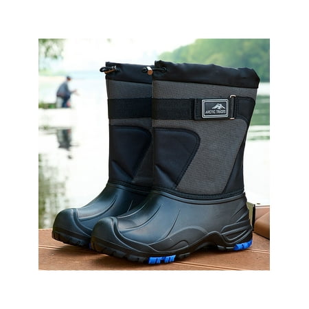 

Gomelly Winter Boots for Men Wide Width Plush Lined Warm Waterpoof Windproof Non Slip Rain Snow Boots Black 8
