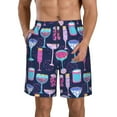 thumbnail image 1 of Balery Wine Glasses And Cocktails Traje de Baño Estilo Hawaiano para Hombre, Shorts de Secado Rápido con Bolsillos-XX-Large, 1 of 6