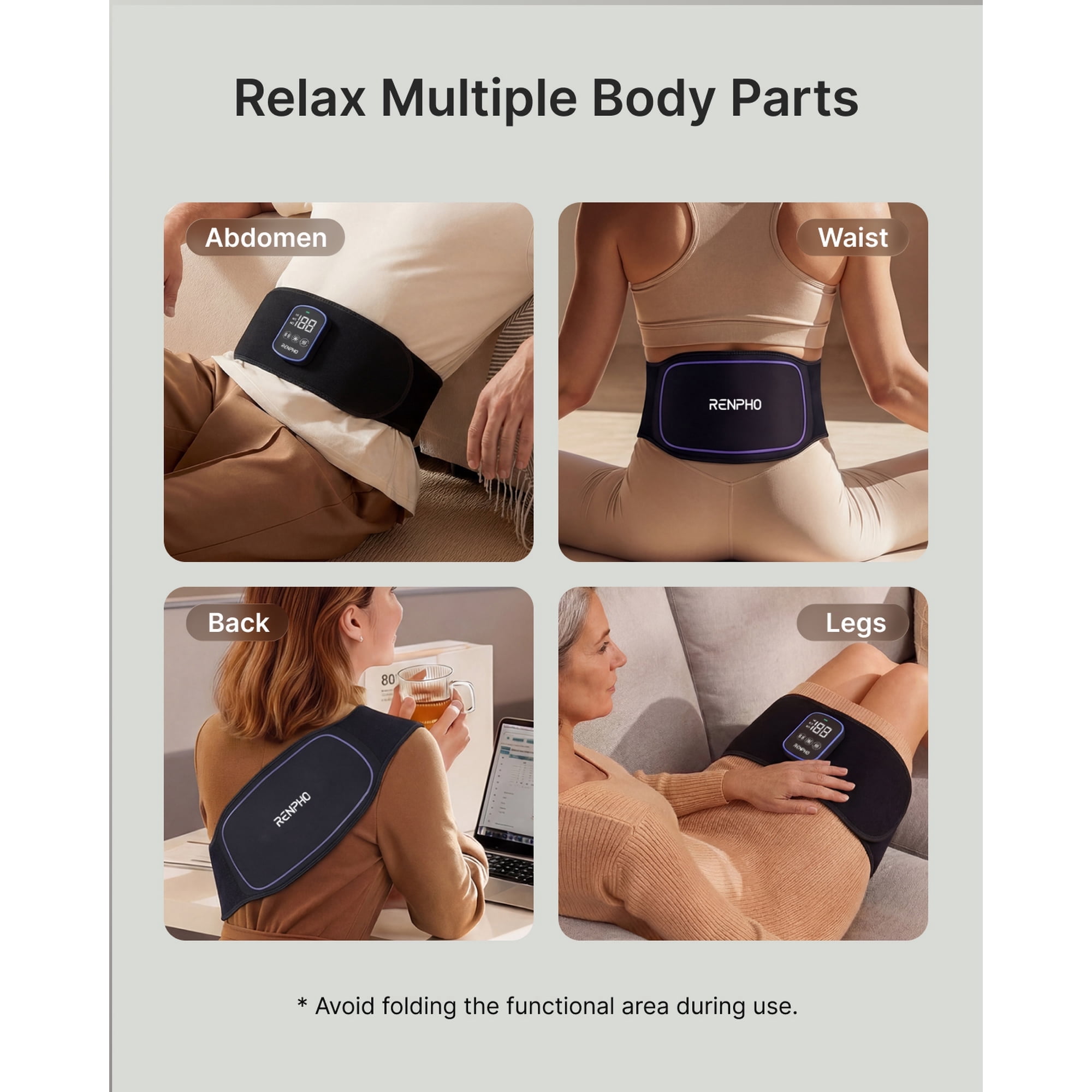RENPHO 3-in-1 Massage Belt with Heat & Red Light Therapy, Red Light Therapy Belt with 3 Heat & 3 Vibration, 660nm & 850nm Lumbar Massaager for Waist Shoulder Back, Gift for Mother, Father