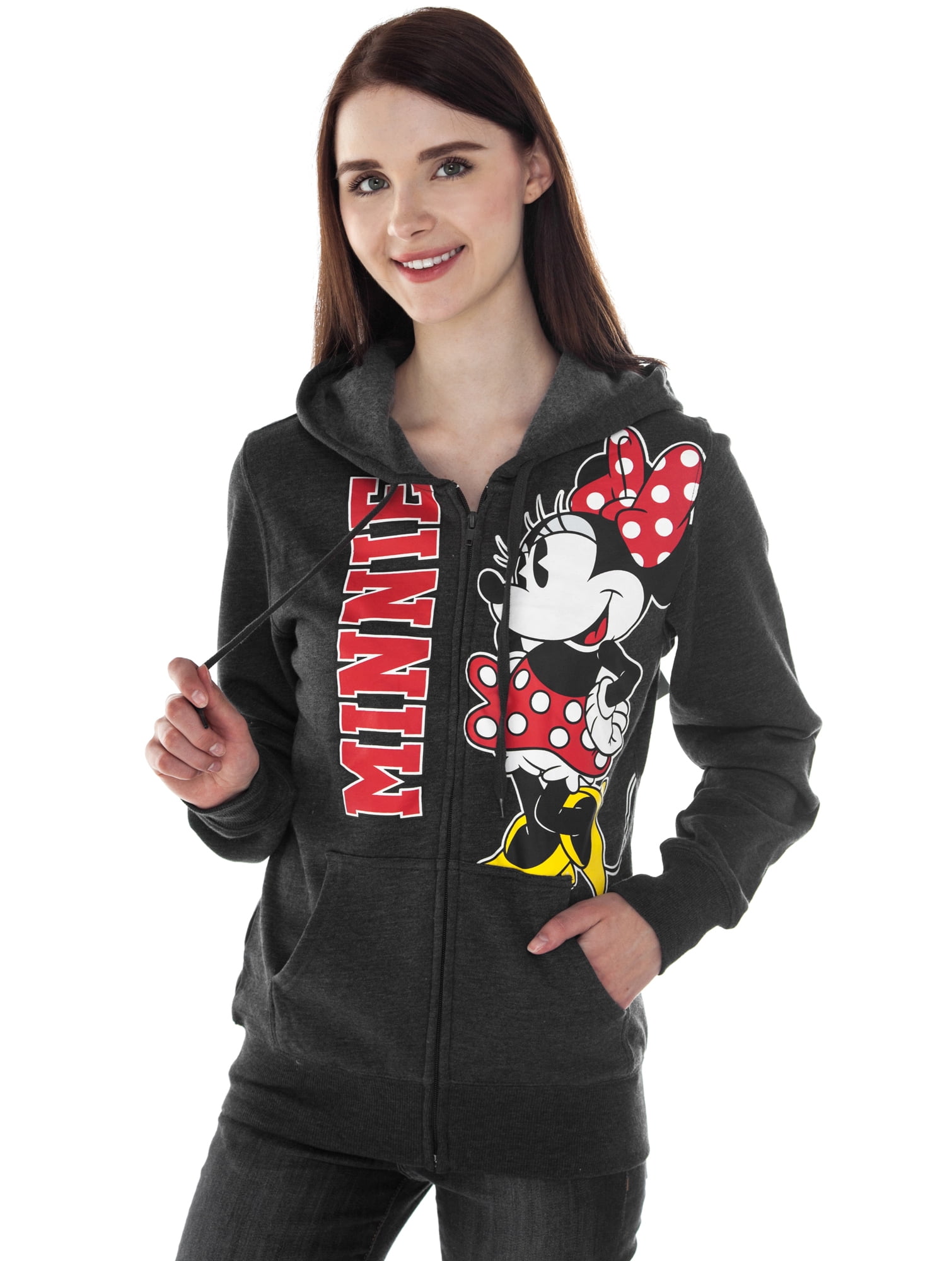 Juniors Minnie Mouse Zip-up Hoodie Sweatshirt Gray Size SMALL | Walmart ...