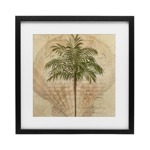 Stupell Industries Shabby Chic Subdued Tropics Palm Black Framed Print Under Glass, 13 x 13, by Steve Hunziker