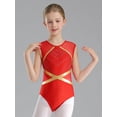 thumbnail image 5 of YiZYiF Kids Girls Shiny Sleeveless Leotard with Shorts Set for Gymnastics Dance Skating Costume Red 12, 5 of 7