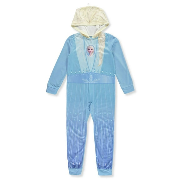Disney Frozen Girls' Iced Elsa Hooded 1-Piece Pajamas (Little Girls)