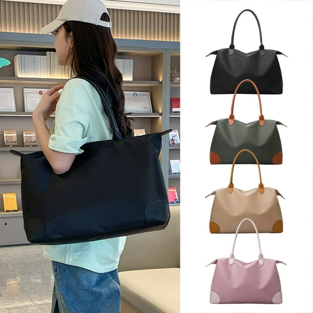 Fiudx Bolsa de Viaje Tipo Lona, con Bolsillo Impermeable, Ideal para Llevar En Avión, Bolsa de Gimnasio de Gran Capacidad, Multiusos, para Viajes Deportivos, Color Caqui, Verde, Negro y Rosa, 46 X 18