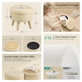 thumbnail image 4 of LEDREM Footstool Round Storage Ottoman with Teddy Fleece Seat,  Footrest and Small Table for Living Room and Hallway, Summer Sand, 4 of 8