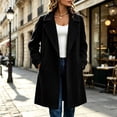 thumbnail image 6 of Women's Wool Coat, Women's Wool Blend Coat Double Breasted Long Sleeve Lapel Mid-Length Trench Coat with Pockets for Fall Winter Daily Wear(Black,S), 6 of 6
