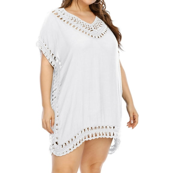 VerPetridure Womens Plus Size Swimsuits Cover Ups Crochet Chiffon Bathing Suit Cover Ups Beach Cover Bathing Suit Bikini Wear Coverups Dress