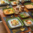 thumbnail image 4 of Vancasso Stoneware Dinnerware Sets, 16 Piece Square Green-Blue Dishes, Service for 4, 4 of 8