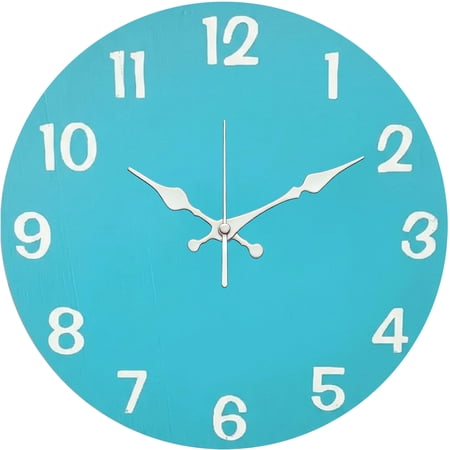 Hoease 10 Inch Silent Wall Clock, Tiffany Blue Minimalist Decorative Wall Clock, Battery Operated Non-Ticking Round Clock for Living Room Bedroom Modern Home Decor