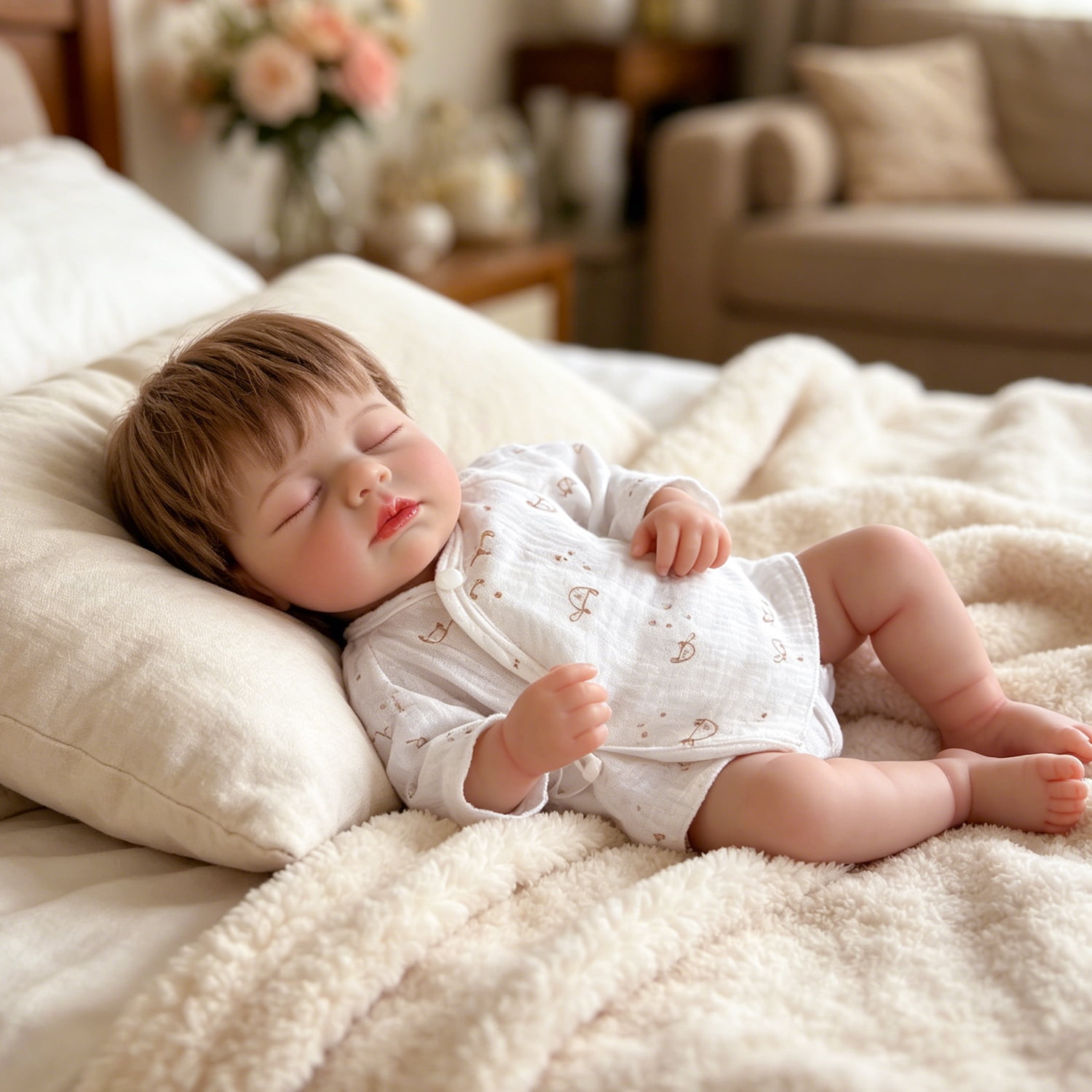 iCradle Realistic Newborn Baby Dolls Girl  Adorable Real Looking Reborn Baby Dolls 19 Inch 46cm Cuddly Asleep Lifelike Reborn Baby Doll Soft Cloth Body Rooted Hair Toys or Gifts for Kids Ages 3+