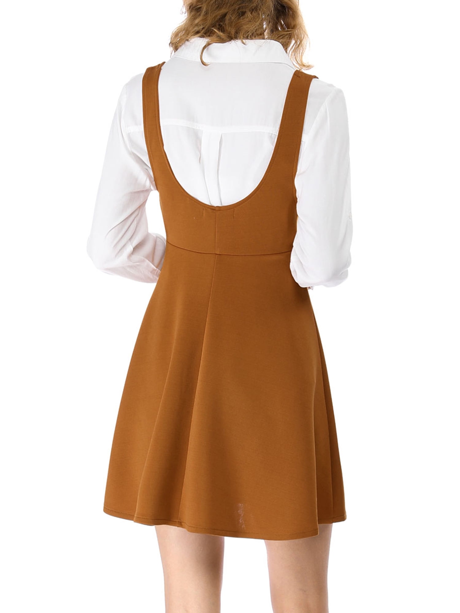 DARING DIVA Women's Above Knee Hem Suspender Skirt Dress L Brown