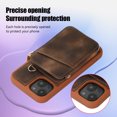 thumbnail image 5 of Crossbody Wallet Case for iPhone 14 Plus, Zipper Pocket Case with Card Holder, PU Leather Protective Cover Case with Kickstand Detachable Wrist Strap Lanyard for 6.7", Brown, 5 of 8