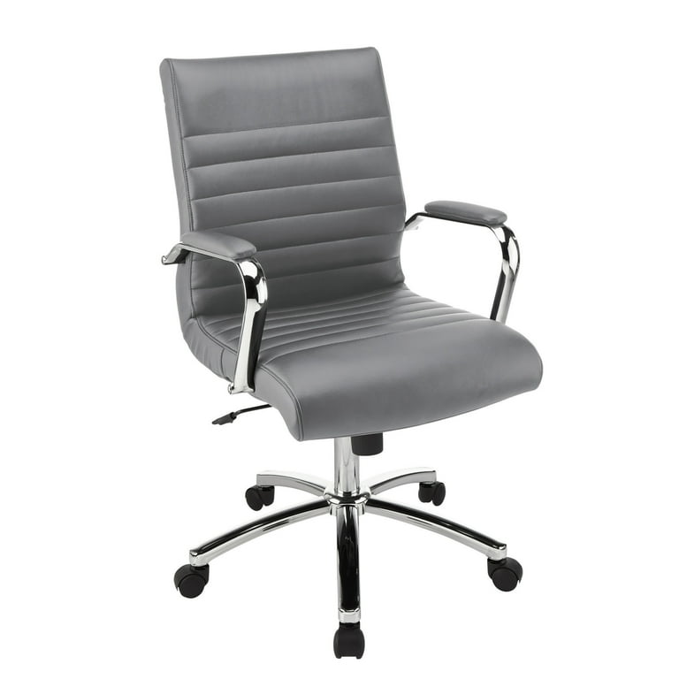 Realspace Modern Comfort Series Winsley Bonded Leather Mid Back Chair Gray