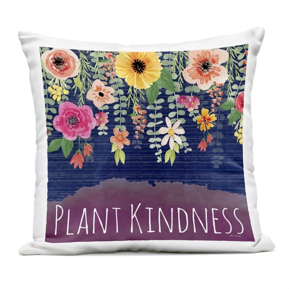 Stupell Industries Plant Kindness with Florals Design by Nicole DeCamp Outdoor Printed Pillow