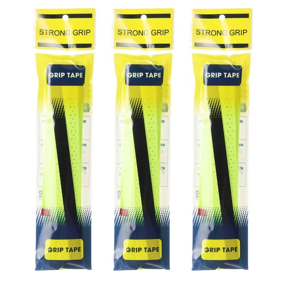 Tennis Racket Grip Tape, PU Racquet Overgrip with Damping Ridges Anti-Slip Absorbent Perforated Handle Grip for Badminton Pickleball, Fluorescent Yellow 3 Pack
