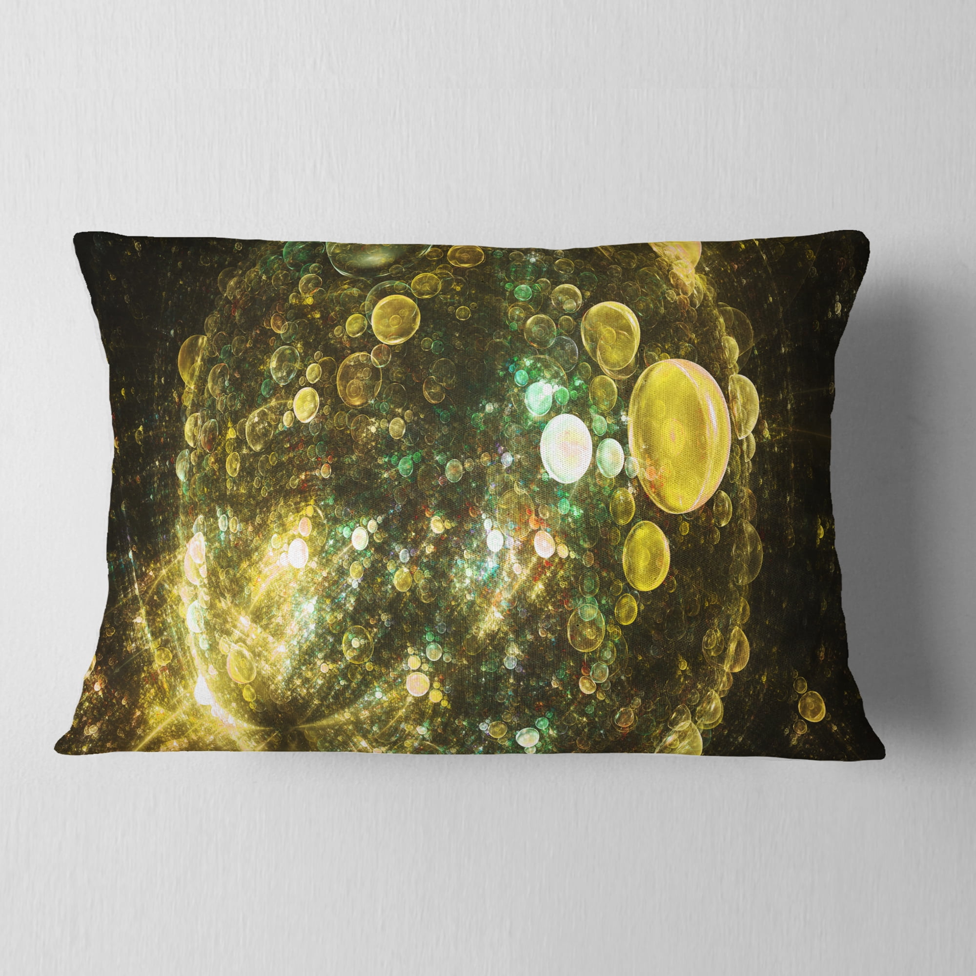 Designart Yellow Spherical Planet Bubbles - Abstract Throw Pillow - 12x20