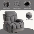 thumbnail image 6 of IMKHK Swivel Rocker Recliner Chair, Modern Recliner Chair with Heat and Vibration Massage, Manual Fabric Lounge Chair with Side Pockets, 2 Cup Holders, USB Charge Port for Living Room, Gray, 6 of 8