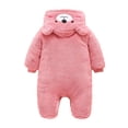 thumbnail image 4 of Up to 30% off Girls Fashion Solid Color Cute Plush Thickening Keep Warm Bear Ear Jumpsuit 9 Months, 4 of 5