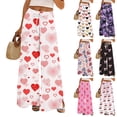thumbnail image 3 of Women's Fashion Pocket Valentine's Day Print Stretch Adjustable Drawstring Wide Leg Pants, Elastic Waist Holiday Pants, Casual Lounge Wear for Women,Pink,2XL, 3 of 6