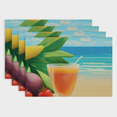 

Shiartex Fruit Umbrella Beach Theme Linen Placemats Set of 4 for Birthday Parties Christmas Restaurants Buffets & Home Decor 18x12in