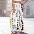thumbnail image 5 of WTOBBY Women's Summer Boho Floral Print Wide Leg Palazzo Pants with High Waist Elastic Drawstring and Side Pockets for Comfortable Everyday Use ,White M, 5 of 7