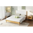 thumbnail image 6 of Queen Size Solid Rubber Wood Bed with Boucle Upholstered Headboard, Enhanced Support Feet, Beech White, 6 of 9