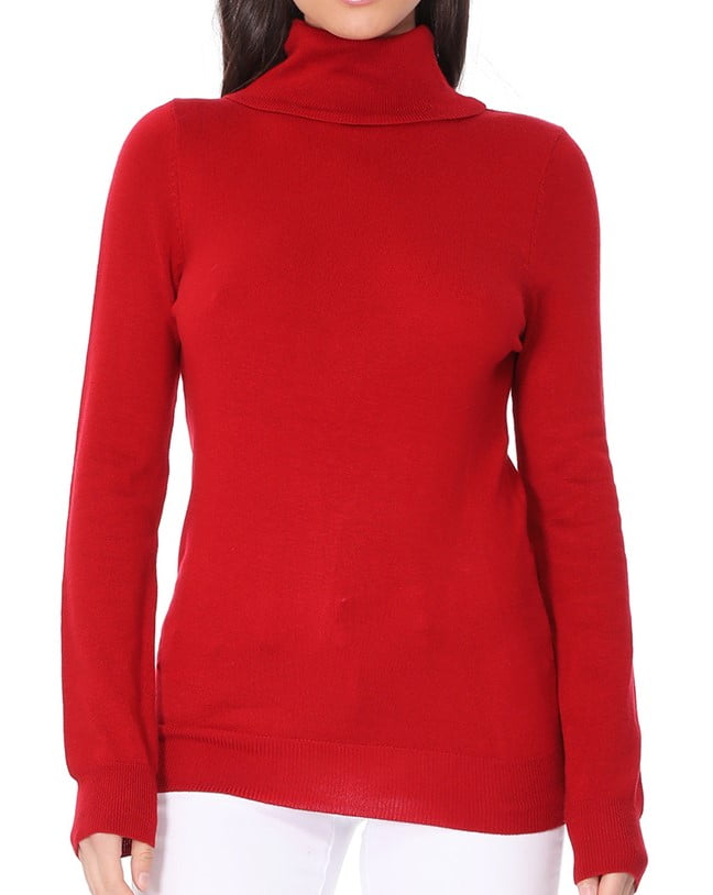 red long sleeve turtleneck