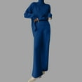 thumbnail image 2 of IROINNID Sweater Sets for Women Turtleneck Wool Sweater with Wide Leg Pants Two-piece Sweater Set Warm Lounge Set,Blue, 2 of 5