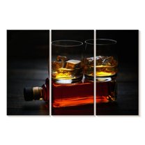 Elephant Stock Full Whiskey Bottle Wall Art - Horizontal Multi Panel Canvas - Living Room Wall Decor - Food And Drink Multi Panel - Black And Orange Decor - 38" x 24"