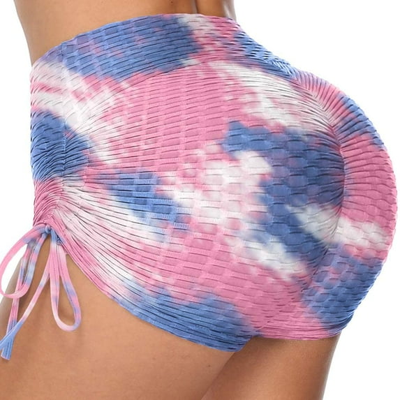 Vaslanda Women High Waist Workout Yoga Gym Tie Dye Cycling Shorts