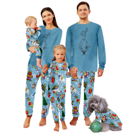 

FUNIER Family Christmas Pajamas Sets Cartoon Monster Print Sizes for Adult-Kids-Baby-Pet 2-Piece Top and Pants Bodysuits Xmas Pjs Set