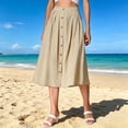 thumbnail image 2 of Arlun Women's High Waisted Button Front Midi Skirts Summer Solid Color Loose Fit Below Knee Flowy A-Line Skirt with Pockets 2026 Simple and Stylish Beach Casual Skirts Khaki XL, 2 of 6