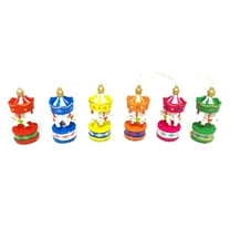 WEAVILUX 6pcs Kids Carousel Horse Toys Assorted Colors Pine Wood Playset