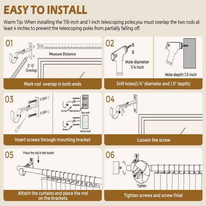 HEI! DEAR 1" Adjustable Gold Curtain Rod Heavy Duty with Solid Aluminum Finials,18-60"