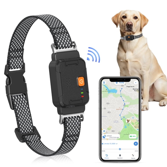PcEoTllar Wireless Dog Fence System & GPS Dog Collar, Free App/Remote Controlled Custom Boundary, 3 Tracking Modes, Beep/Vibration, Waterproof