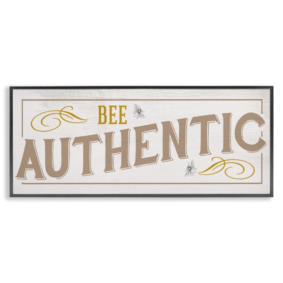 Stupell Industries Farmhouse Vintage Bee Authentic Sentiment Insect Pun Black Framed Giclee Art, 24 x 10, by Lil' Rue
