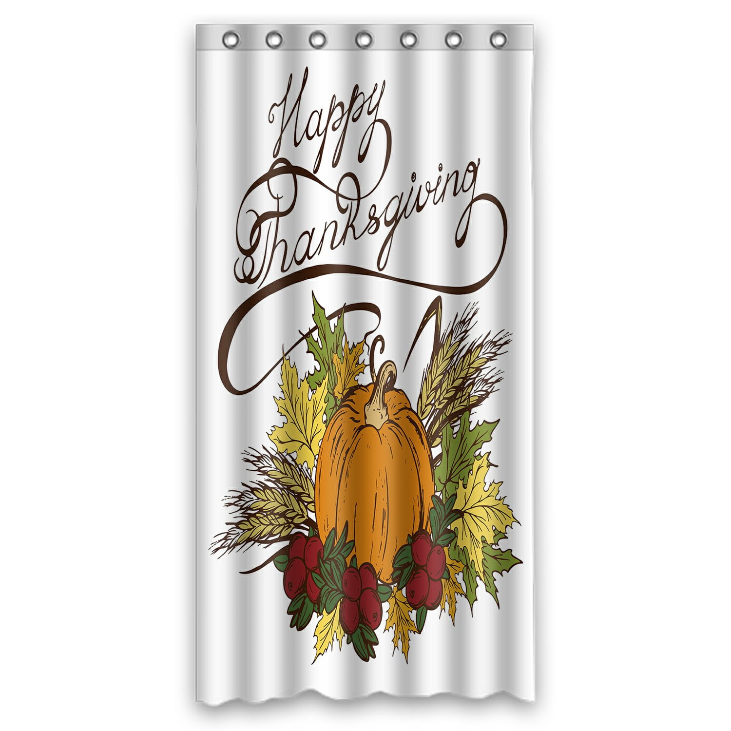 PHFZK Happy Thanksgiving Day Pumpkin Polyester Fabric Bathroom Shower