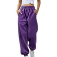 thumbnail image 2 of Delayuji Womens Sweatpants Bottom Sweatpants Joggers Pants Workout High Waisted Yoga Pants with Pockets Fleece Lined Pants Women Purple Xl, 2 of 9