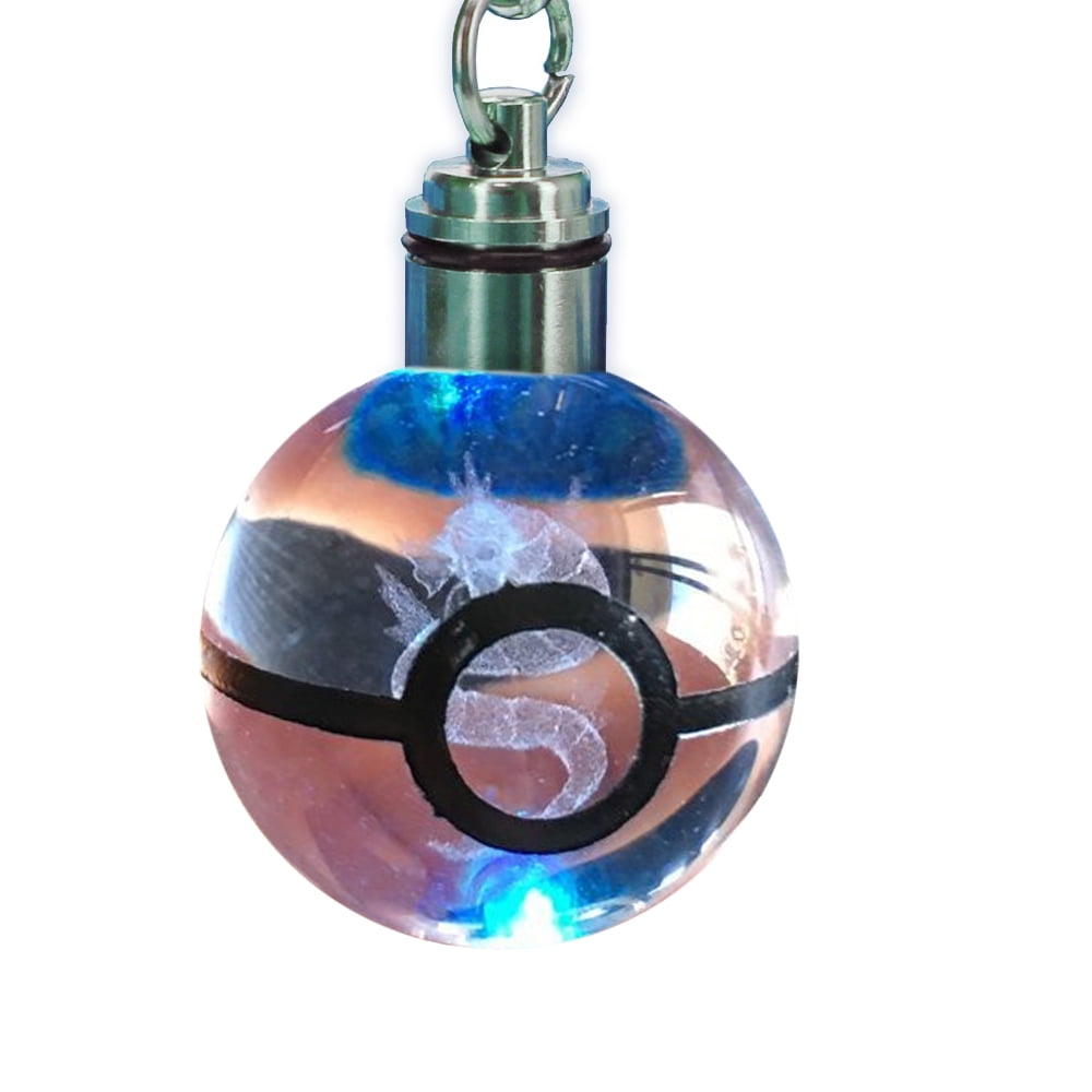 Crystal Pokeball With PIKACHU Light Up Keychain Very Nice Must See! 