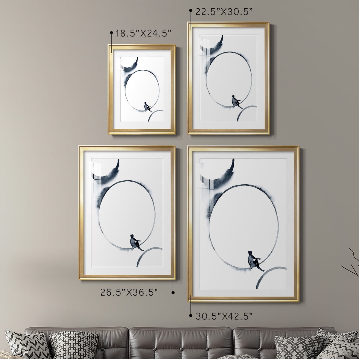 Wexford Home Woman in the Moon I Premium Framed Print, 26.5" x 36.5" - Ready to Hang, Gold (Set of 2)