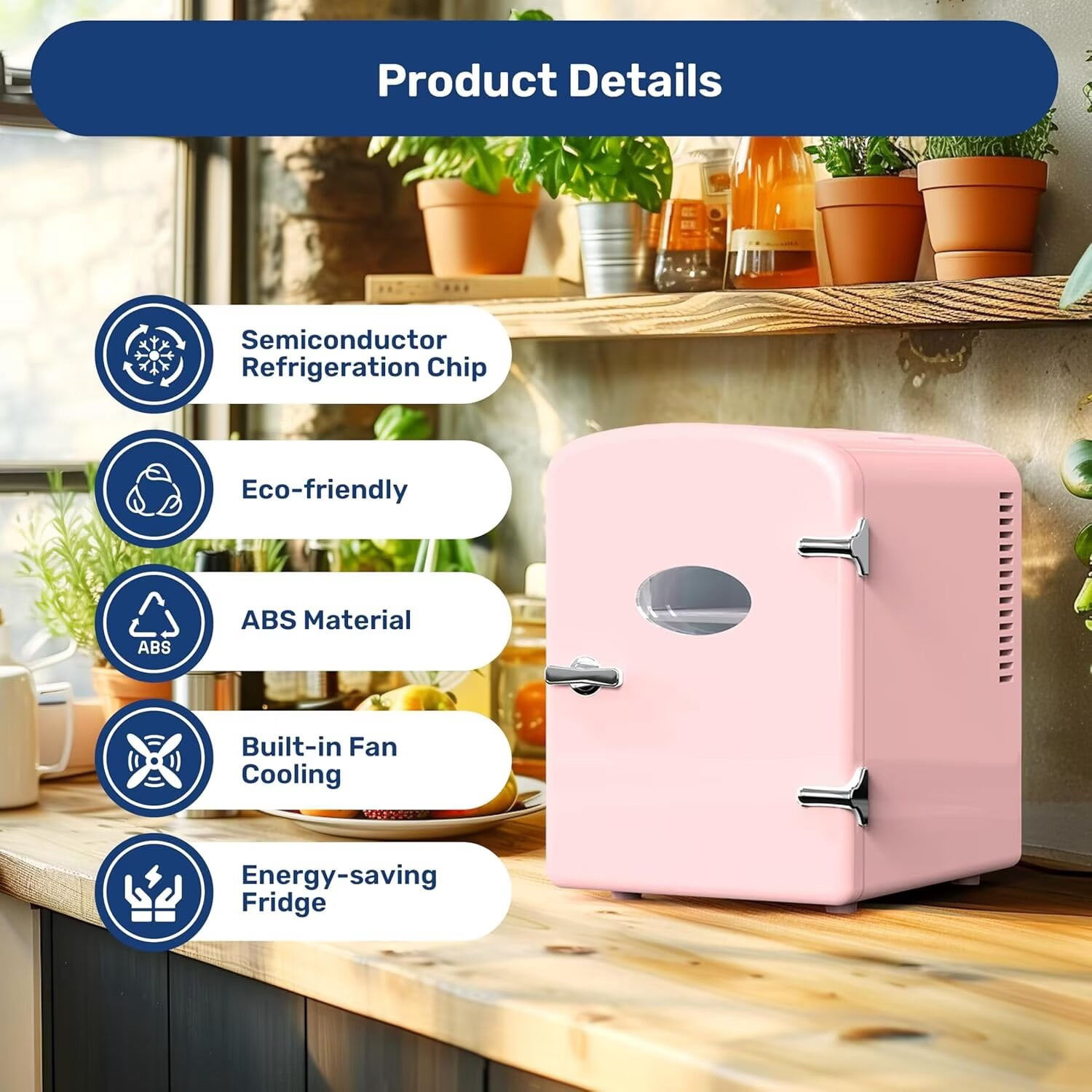 YSSOA Mini Fridge for Bedroom, Car, Office & Dorm Room - 9 Can Small Refrigerator - AC/DC 12V Portable Cooler & Warmer, 6L with Window, Pink
