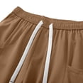 thumbnail image 4 of Nmnitkp Mens Shorts Casual Cargo Shorts Elastic Waist Drawstring Multi-Pocket Lightweight Summer Outdoor Work Shorts Coffee,S, 4 of 9